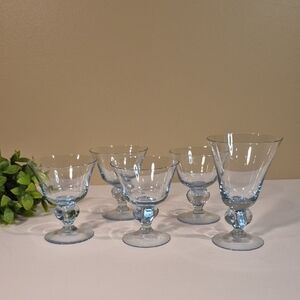 SKRUF SWEDEN Vintage "Gulli Ingrid" Siegfried Stahl Ice Blue Glass Stemware Set